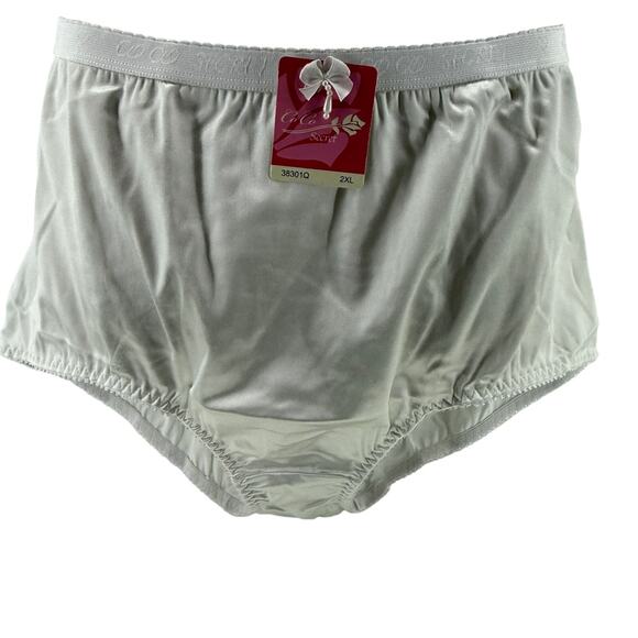 CocoCoco Secrets Silver White Satin Full Coverage Panties Underwear #38301 2XL - Picture 1 of 4